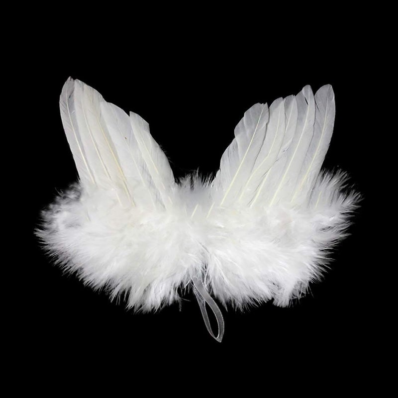 GSHLLO 5 Pcs Mini White Angel Feather Wings for Crafts Christmas Tree Decor Wedding Prop - Image 2